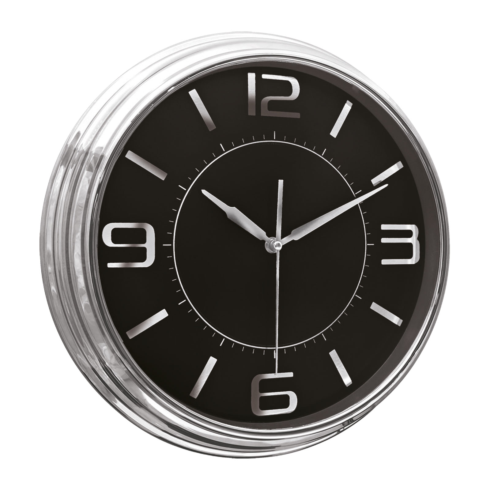 SEZAR401 SİYAH-GÜMÜŞ METALİZE ÇERÇEVE DUVAR SAATİ (380 MM)